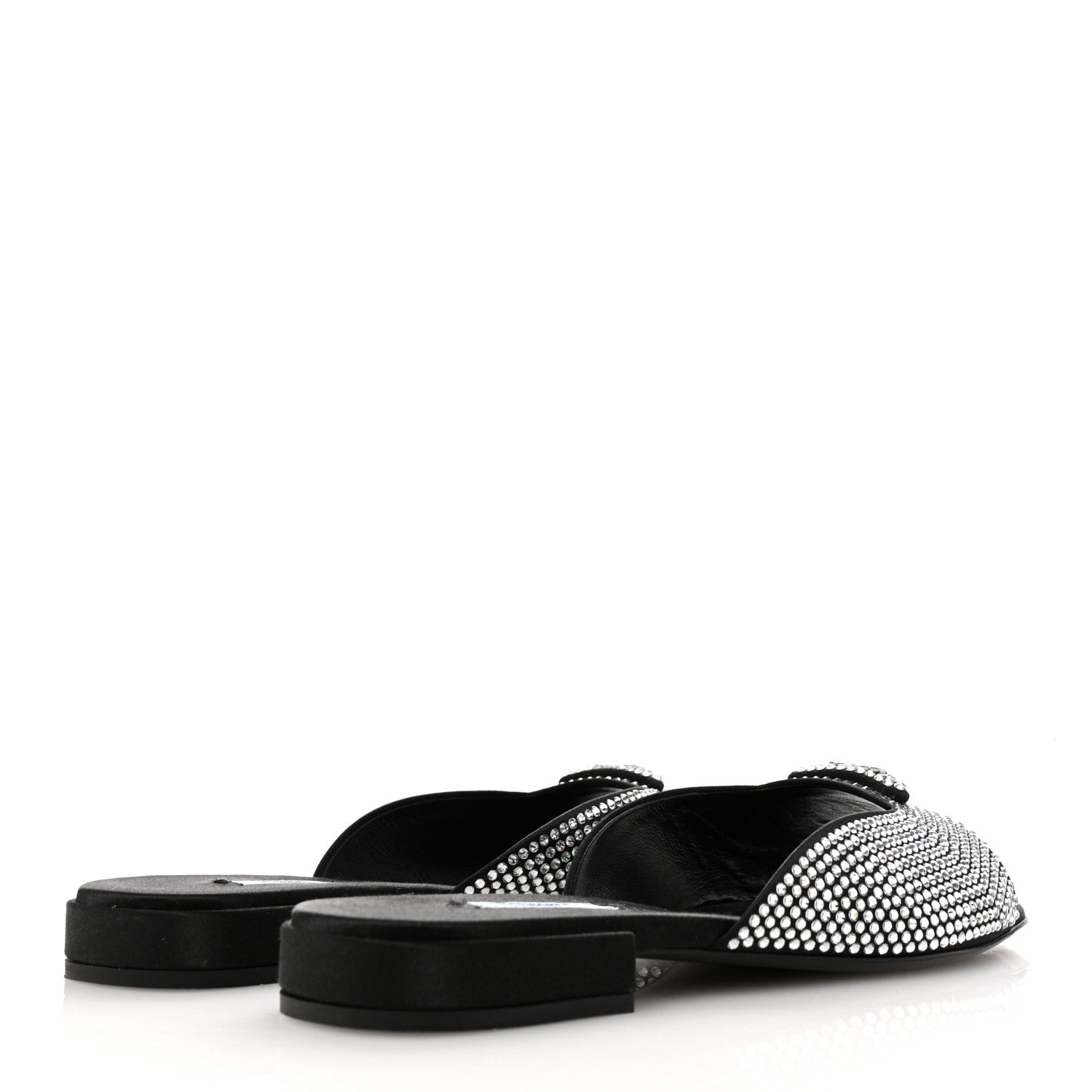 Prada Satin Crystal Logo 10mm Slide Sandals 39 Black 5 of 10