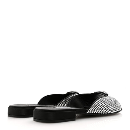 Prada Satin Crystal Logo 10mm Slide Sandals 39 Black 5 of 10