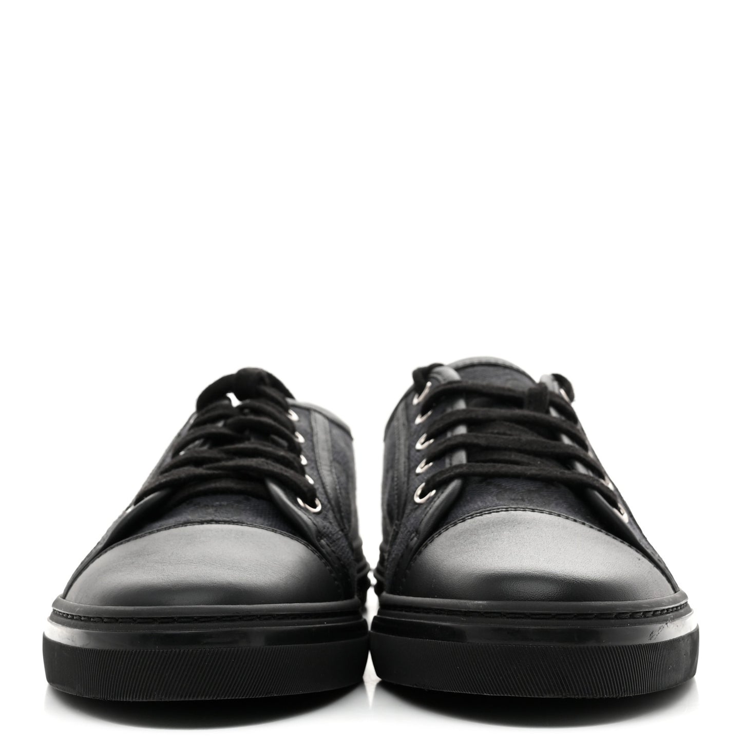 GG Monogram Calfskin Womens Low Top Sneakers 38 Piombo Black
