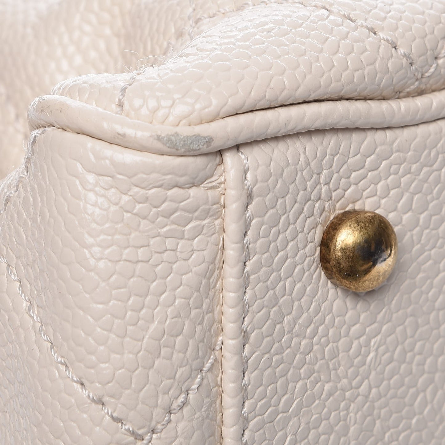 Glazed Caviar Quilted Small Shiva Tote Dark White