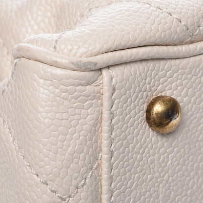 Chanel Glazed Caviar Quilted Small Shiva Tote Dark White 12 of 16