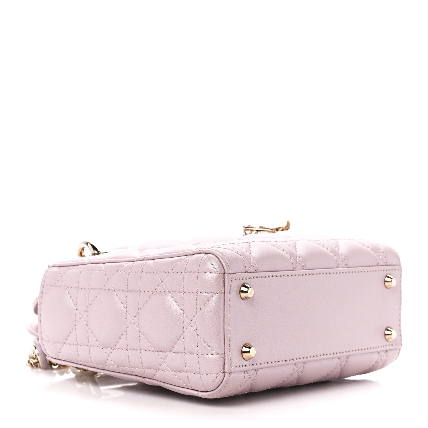 Christian Dior Metallic Lambskin Cannage Mini Lady Dior Lotus 4 of 11