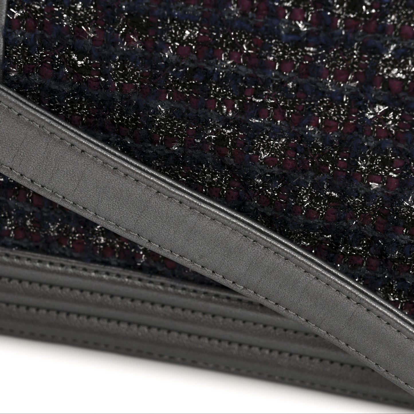 Tweed Metallic Lambskin Medium Boy Flap Silver