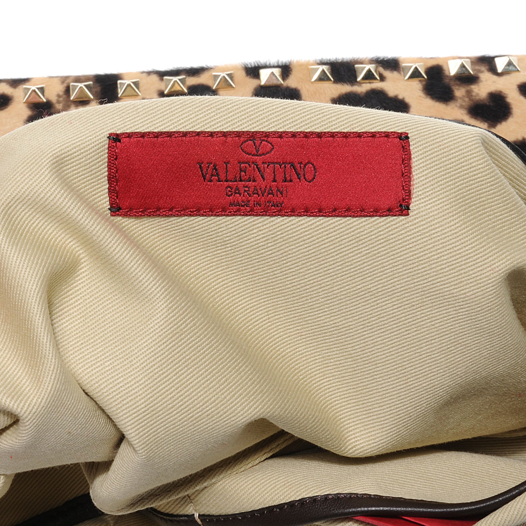 Valentino Garavani Calf Hair Leopard Print Rockstud Zip Wristlet Pouch Leopard 7 of 9