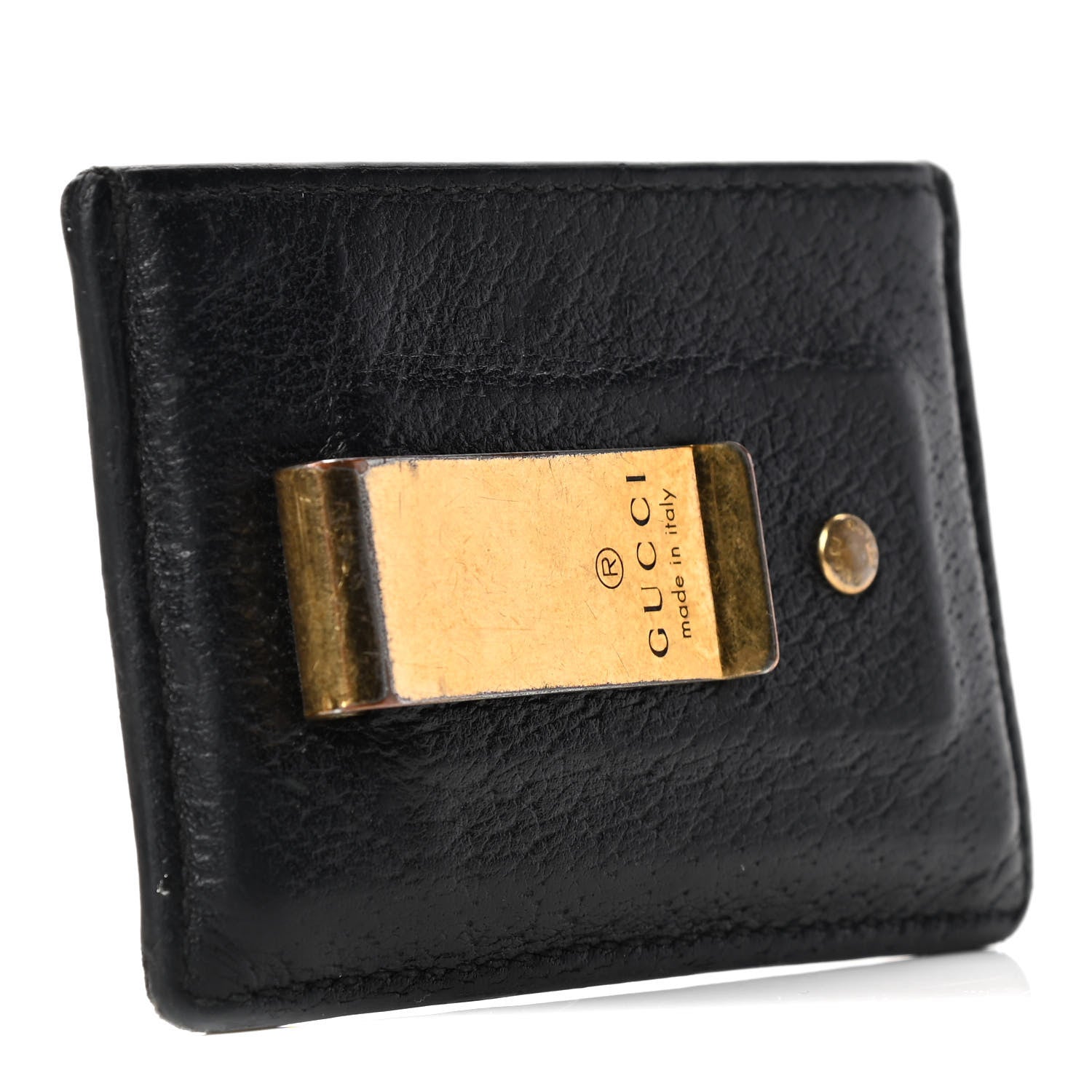 Gucci Calfskin Boar Effect GG Marmont Card Holder Money Clip Black 2 of 5