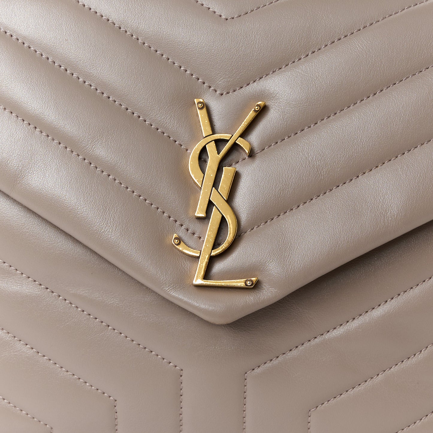 Calfskin Y Quilted Monogram Medium Loulou Chain Satchel Greyish Brown