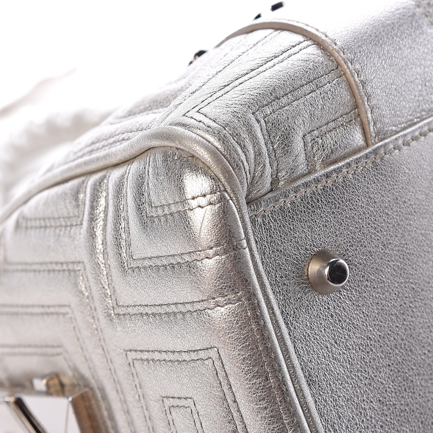Metallic Calfskin Snap Out Of It Bag Silver
