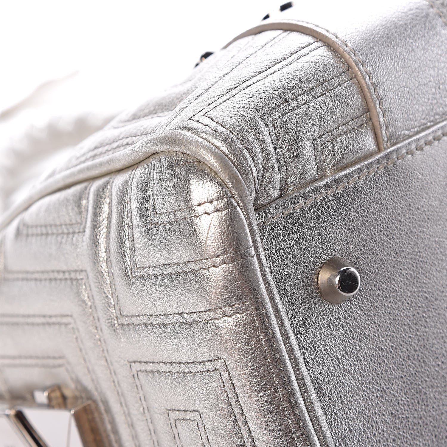 Versace Metallic Calfskin Snap Out Of It Bag Silver 9 of 12