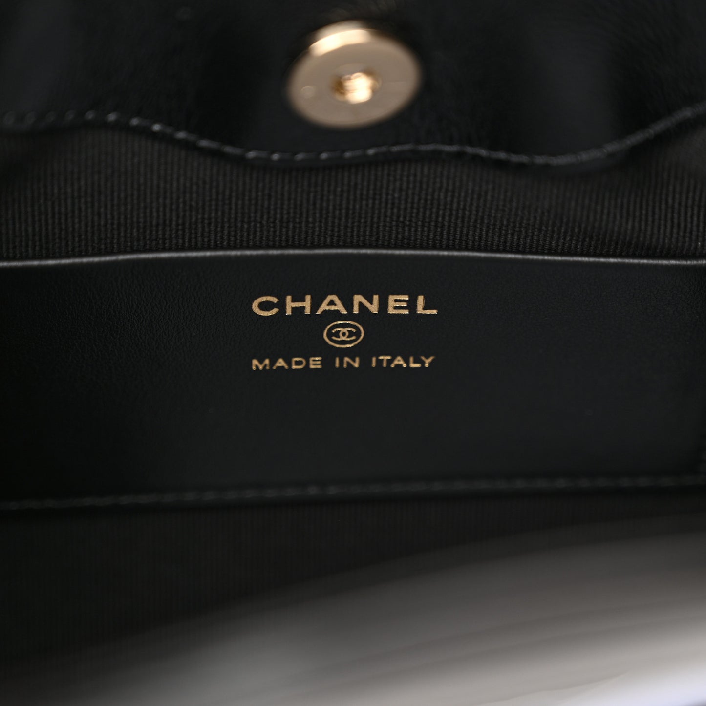 Shiny Crumpled Calfskin Quilted Nano 31 Shopping Bag Dark Beige Black
