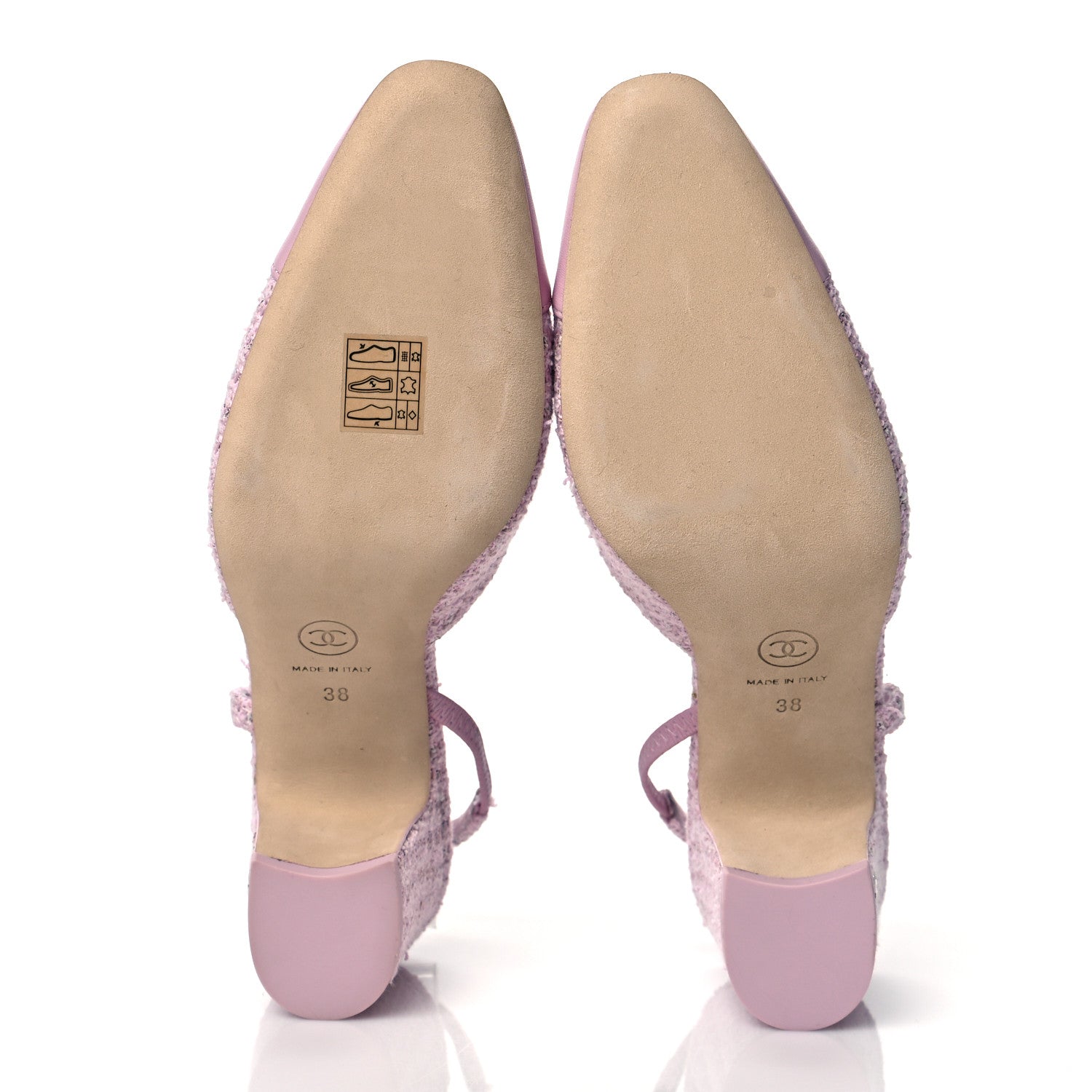 Chanel Tweed Lambskin Cap Toe CC Slingback Pumps 38 Pink 6 of 9