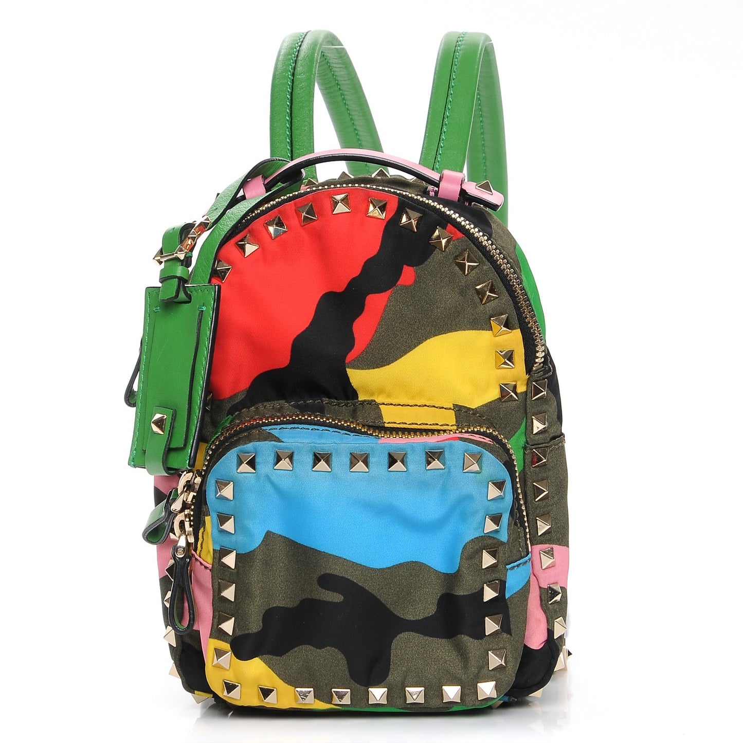 Nylon Mini Psychedelic Camouflage Rockstud Backpack Multicolor