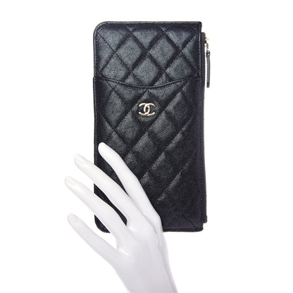 Chanel Iridescent Caviar Quilted Classic iPhone Pouch Black 2 of 9