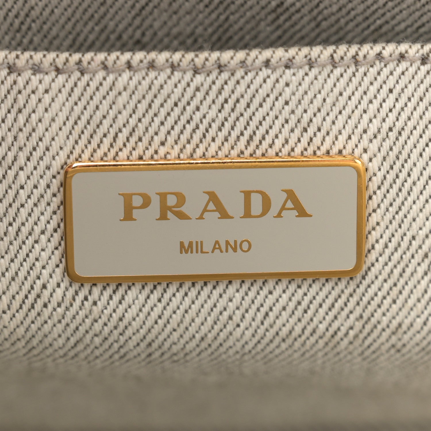 Prada Denim Small Logo Tote Bianco 6 of 12