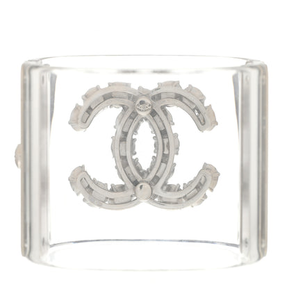 Chanel Resin Crystal Pearl CC Cuff Transparent 3 of 5