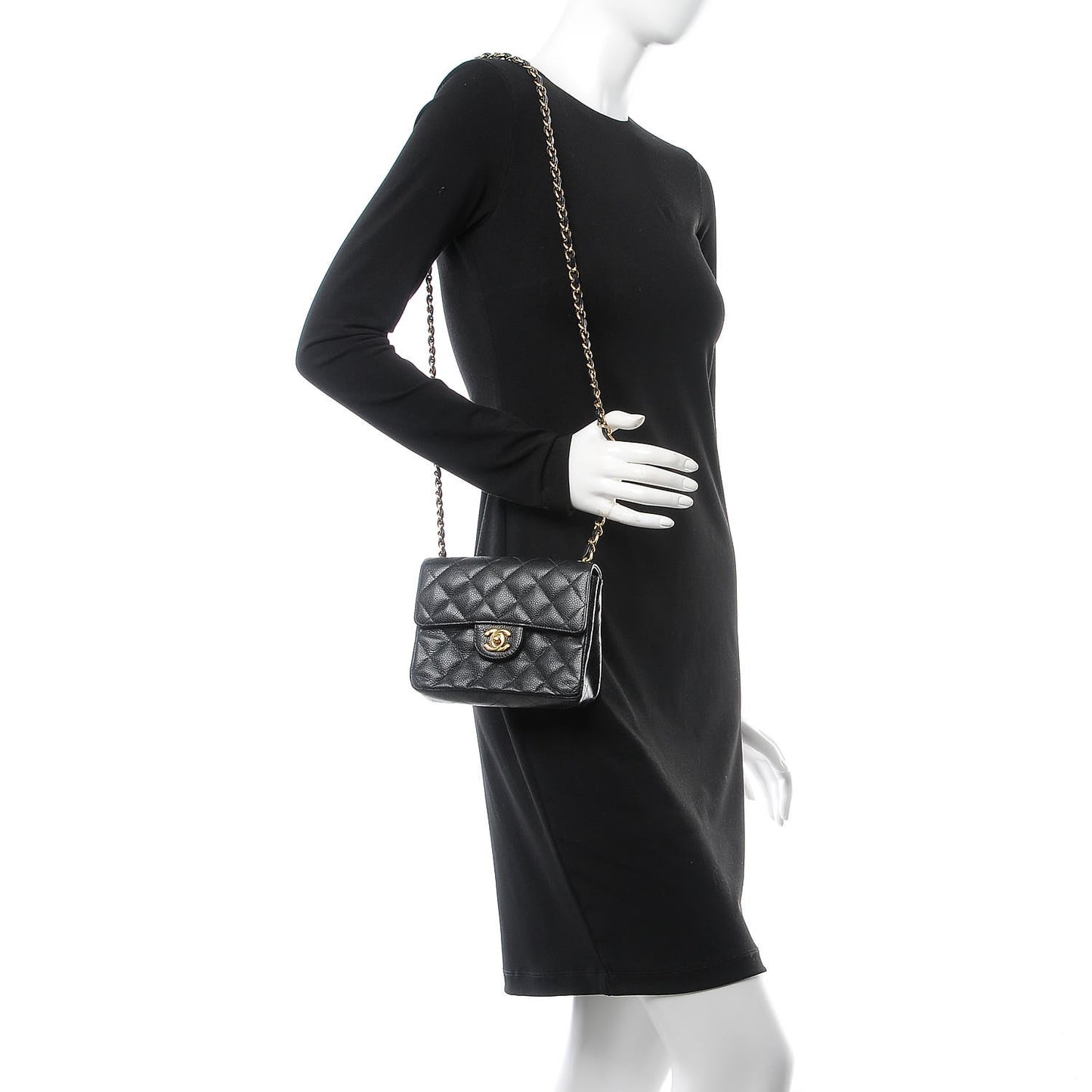 Caviar Quilted Mini Square Flap Black