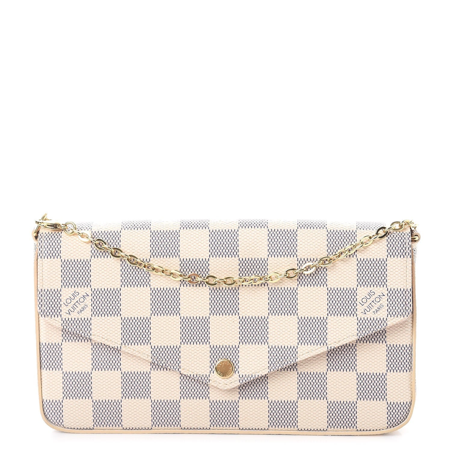 Louis Vuitton Damier Azur Pochette Felicie Chain Wallet Rose Ballerine 1 of 12