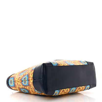 Gucci GG Supreme Kaleidoscope Calfskin Script Logo Gucci 100 Tote Bag Blue Orange Multicolor Blue Agata 4 of 10