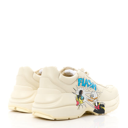 Gucci X DISNEY Calfskin Donald Duck Mens Rhyton Sneakers 40 Ivory 4 of 9