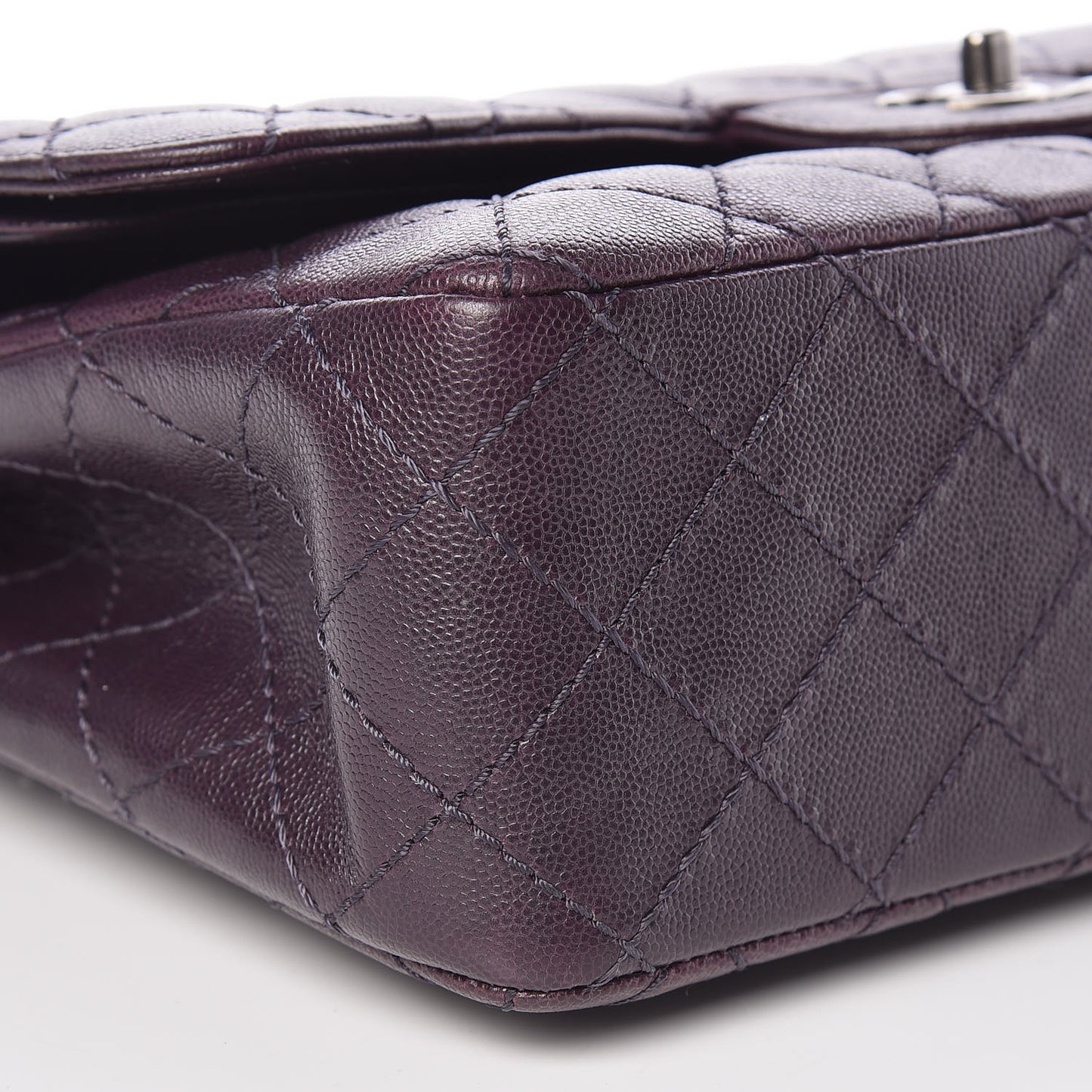 Caviar Quilted Jumbo Double Flap Dark Purple