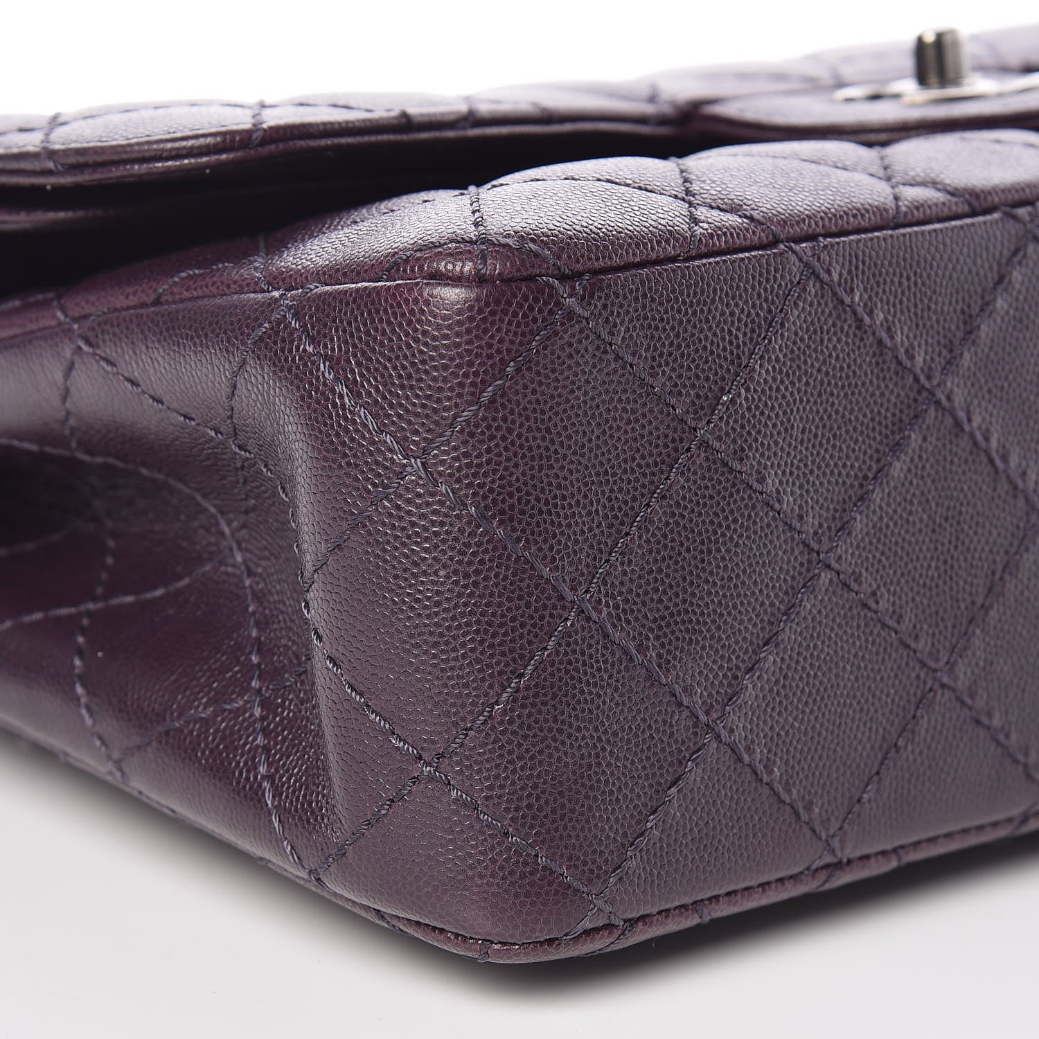 Chanel Caviar Quilted Jumbo Double Flap Dark Purple 11 of 13