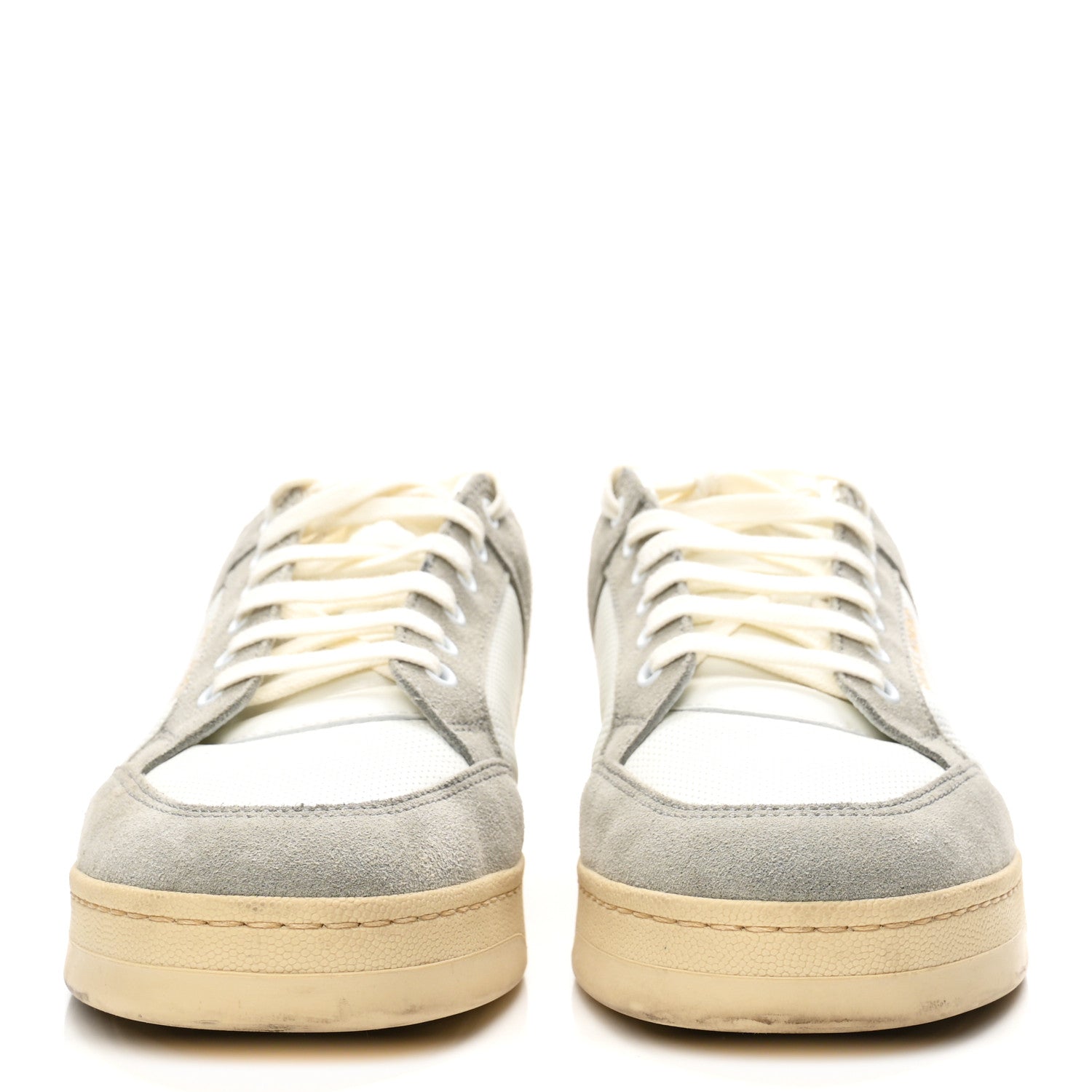 Saint Laurent Calfskin Perforated Suede Mens SL61 Sneakers 45 Blanc Optique Paris 3 of 9