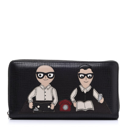 Dolce & Gabbana Dauphine Family Patch Zip Around Wallet Black 1 of 11