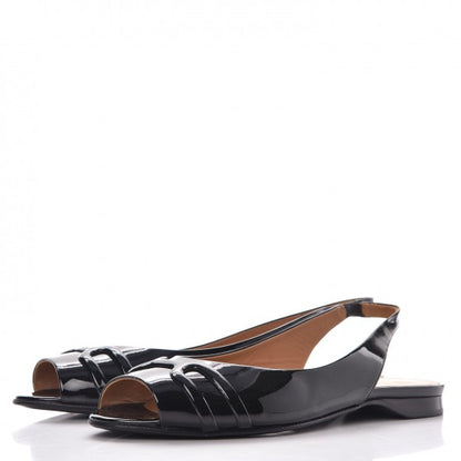 Hermes Patent Surprise Slingback Flats 37.5 Black 3 of 8