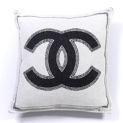 Chanel Merino Wool Cashmere CC Pillow Black White 2 of 3