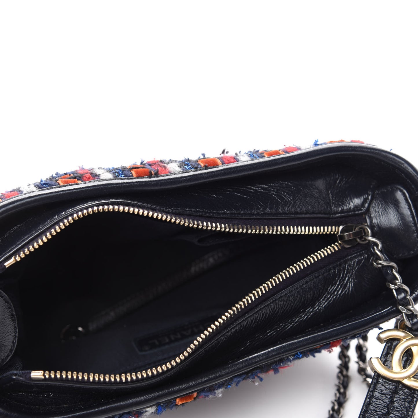 Tweed Calfskin Small Gabrielle Hobo Navy
