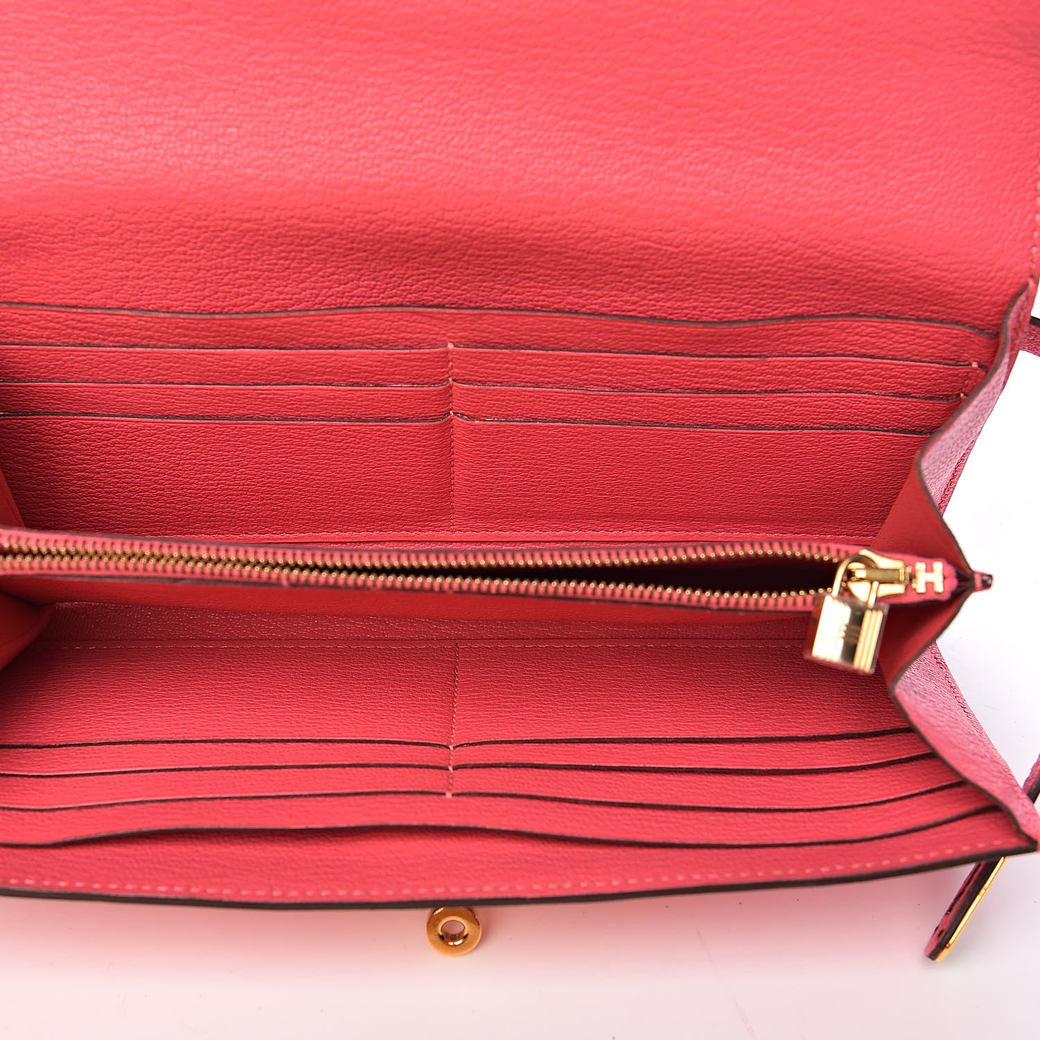 Hermes Chevre Mysore Kelly Longue Wallet Rose Lipstick 5 of 9