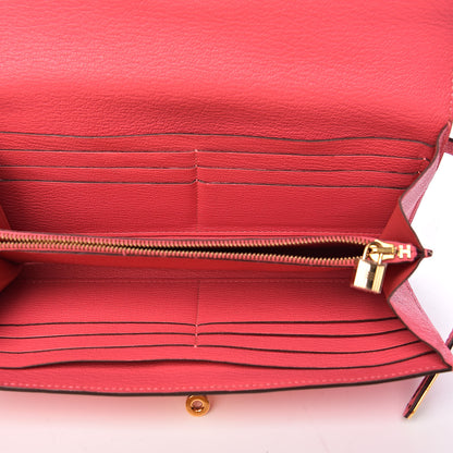 Hermes Chevre Mysore Kelly Longue Wallet Rose Lipstick 5 of 9