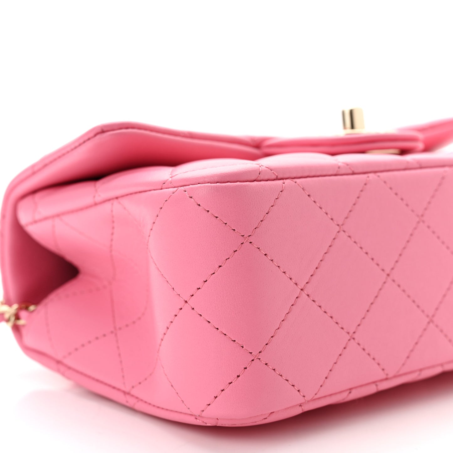 Lambskin Quilted Mini Top Handle Rectangular Flap Pink