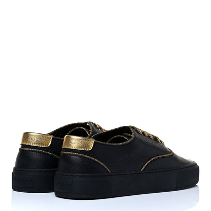 Saint Laurent Nappa Venice Sneakers 39.5 Black Gold 3 of 5
