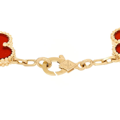 Van Cleef & Arpels 18K Yellow Gold Carnelian 5 Motifs Vintage Alhambra Bracelet 3 of 5