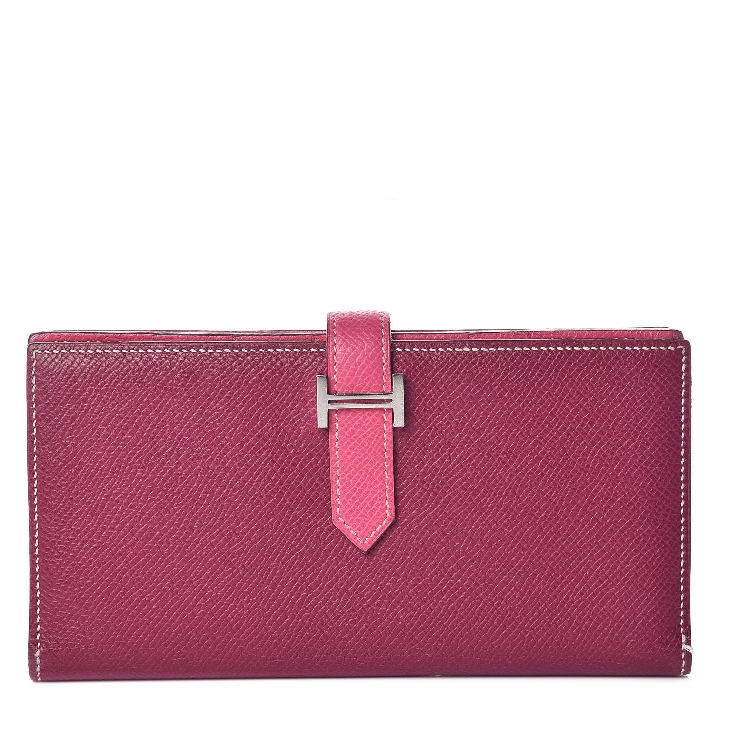 Hermes Epsom Bi-Color Bearn Wallet Tosca Rose Tyrien 1 of 9