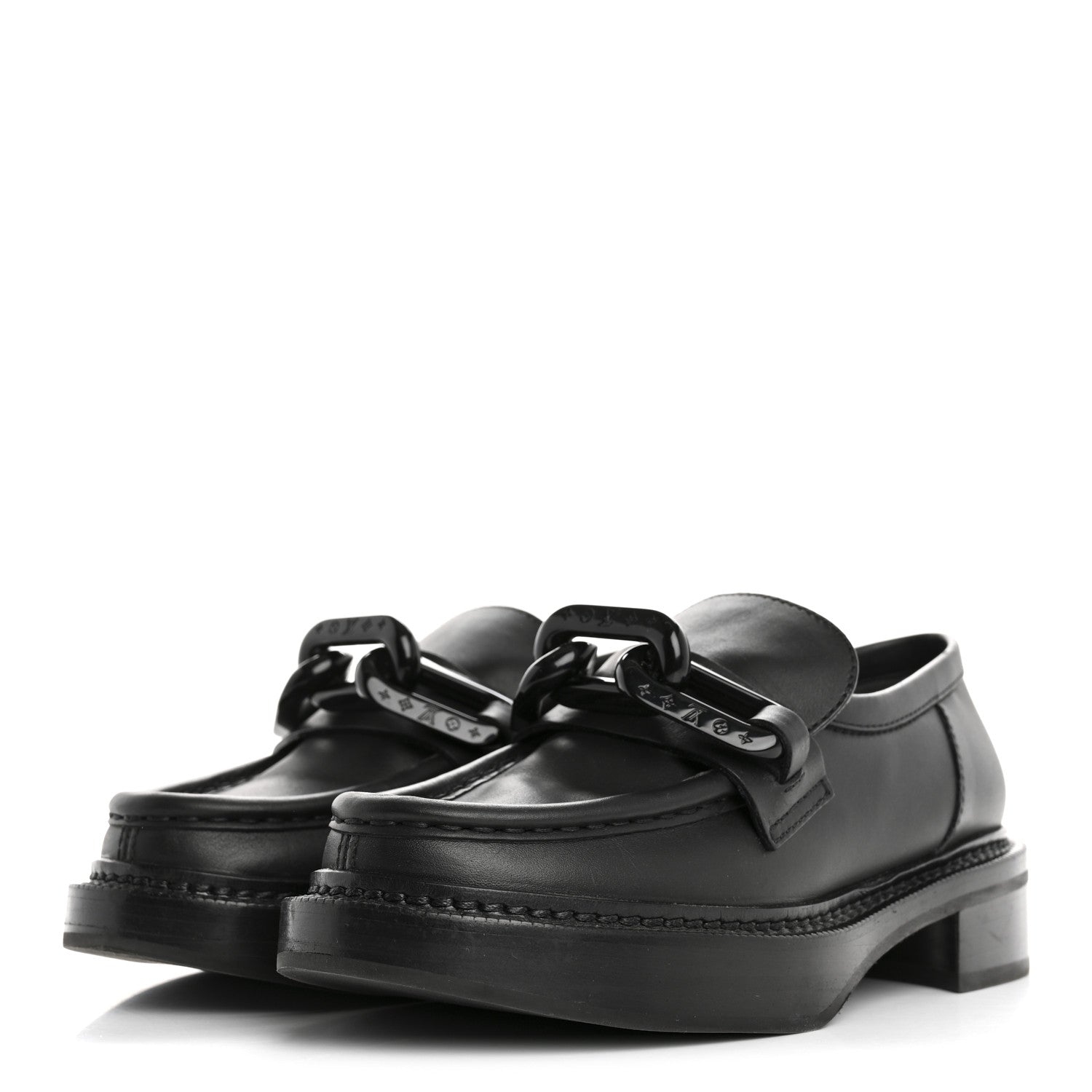 Louis Vuitton Calfskin Oversized Chain Academy Loafers 35 Black 4 of 12