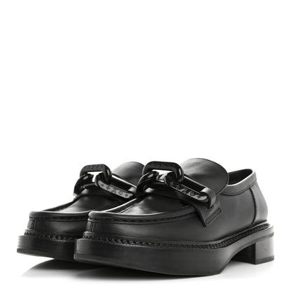 Louis Vuitton Calfskin Oversized Chain Academy Loafers 35 Black 4 of 12