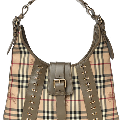 Burberry Haymarket Metal Stitch Check Brooke Hobo Bag Green 7 of 12
