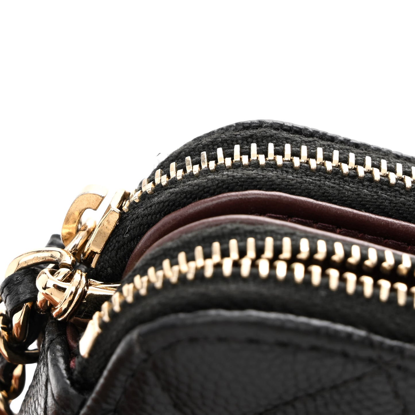 Caviar Quilted Small Clutch With Chain Black