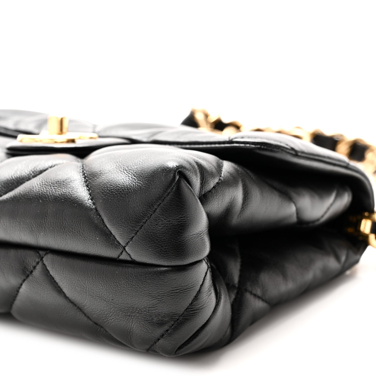 Chanel Lambskin Quilted Small Chain Top Handle Flap Black 10 of 11