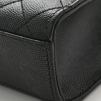 Saint Laurent Grain De Poudre Textured Mixed Matelasse Triquilt Medium Monogram Satchel Black 11 of 13