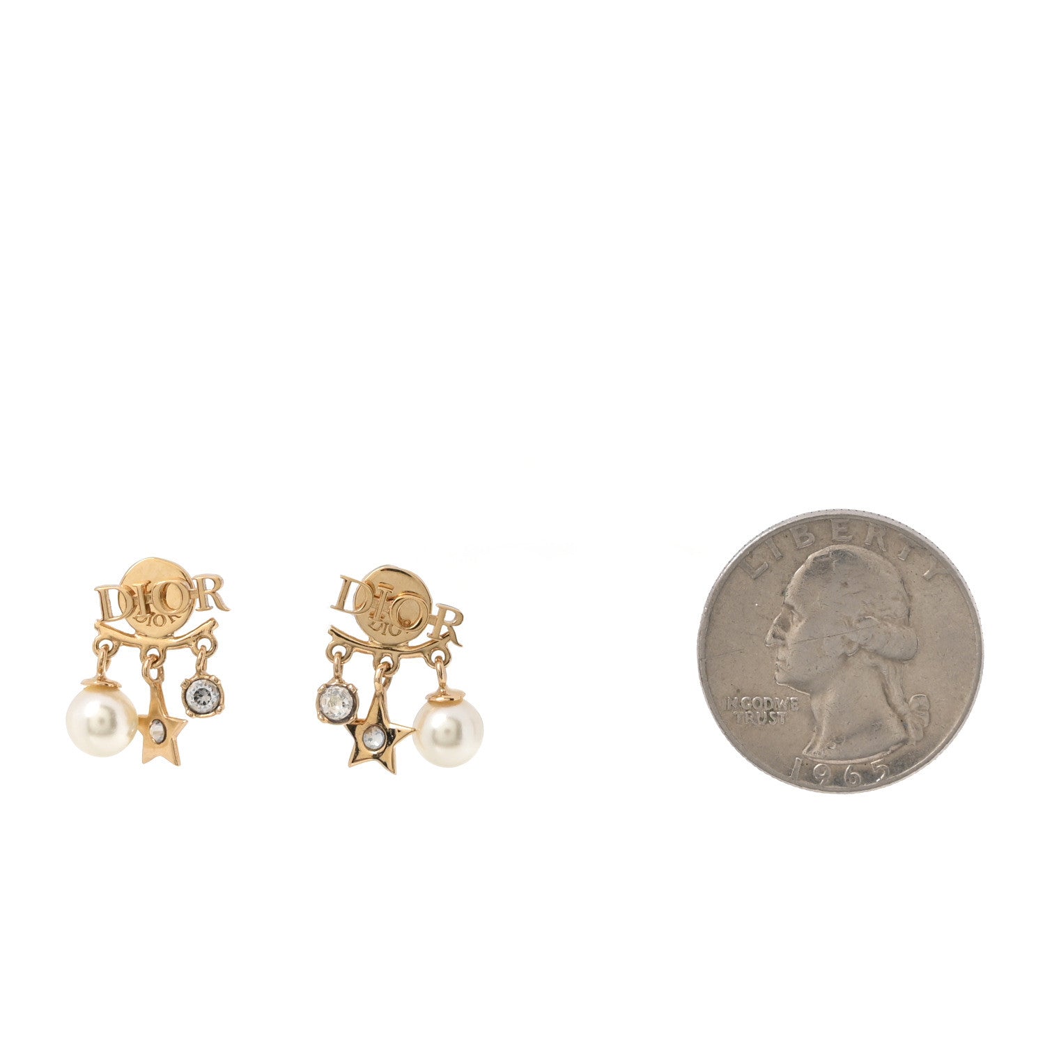 Christian Dior Pearl Crystal Dio(r)evolution Star Earrings Gold White 2 of 5