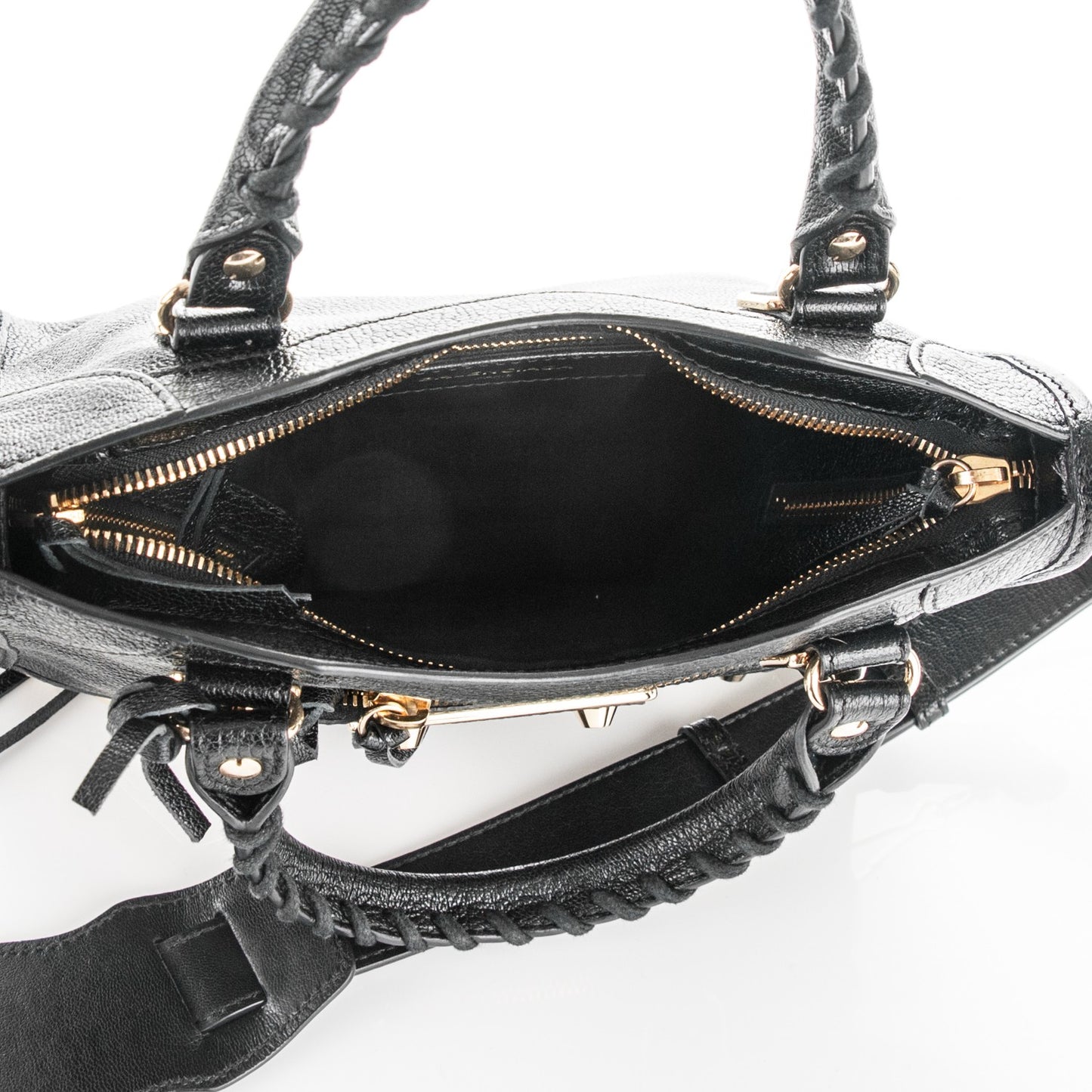 Chevre Gold Metallic Edge Hardware Mini City Black
