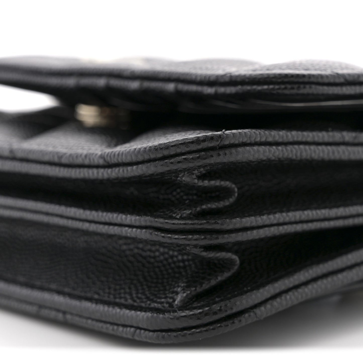 Caviar Quilted Mini Wallet On Chain WOC Black