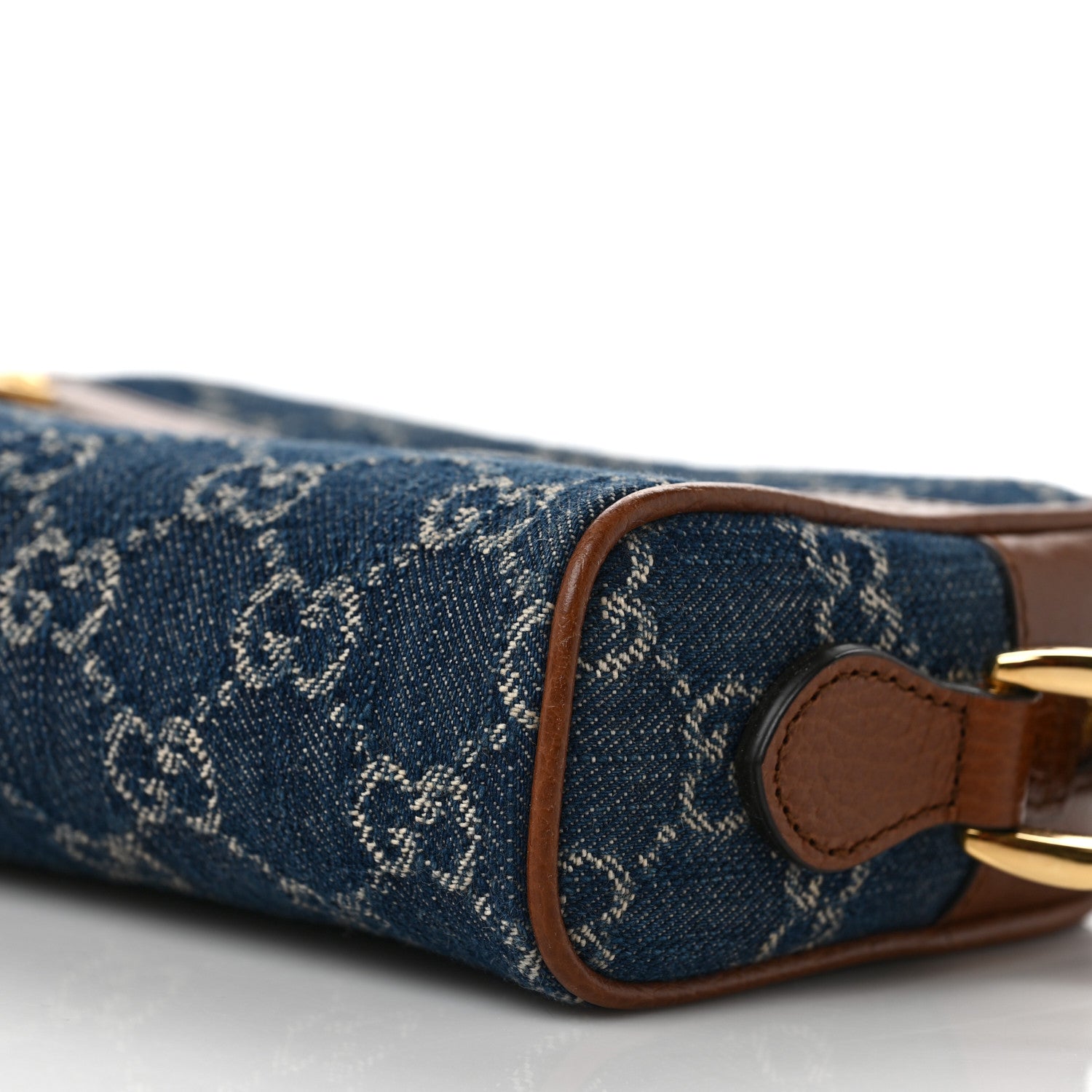 Gucci New Denim GG Monogram Dollar Calfskin Mini Ophidia Shoulder Bag Blue Tea Cuir Epilog 9 of 10