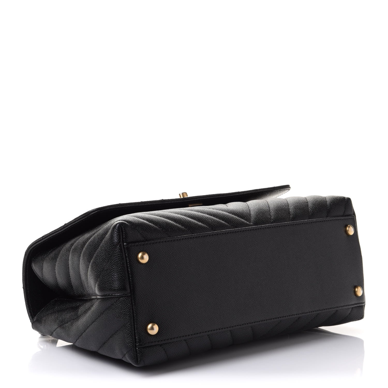 Chanel Caviar Chevron Quilted Small Coco Handle Flap Black 4 of 11
