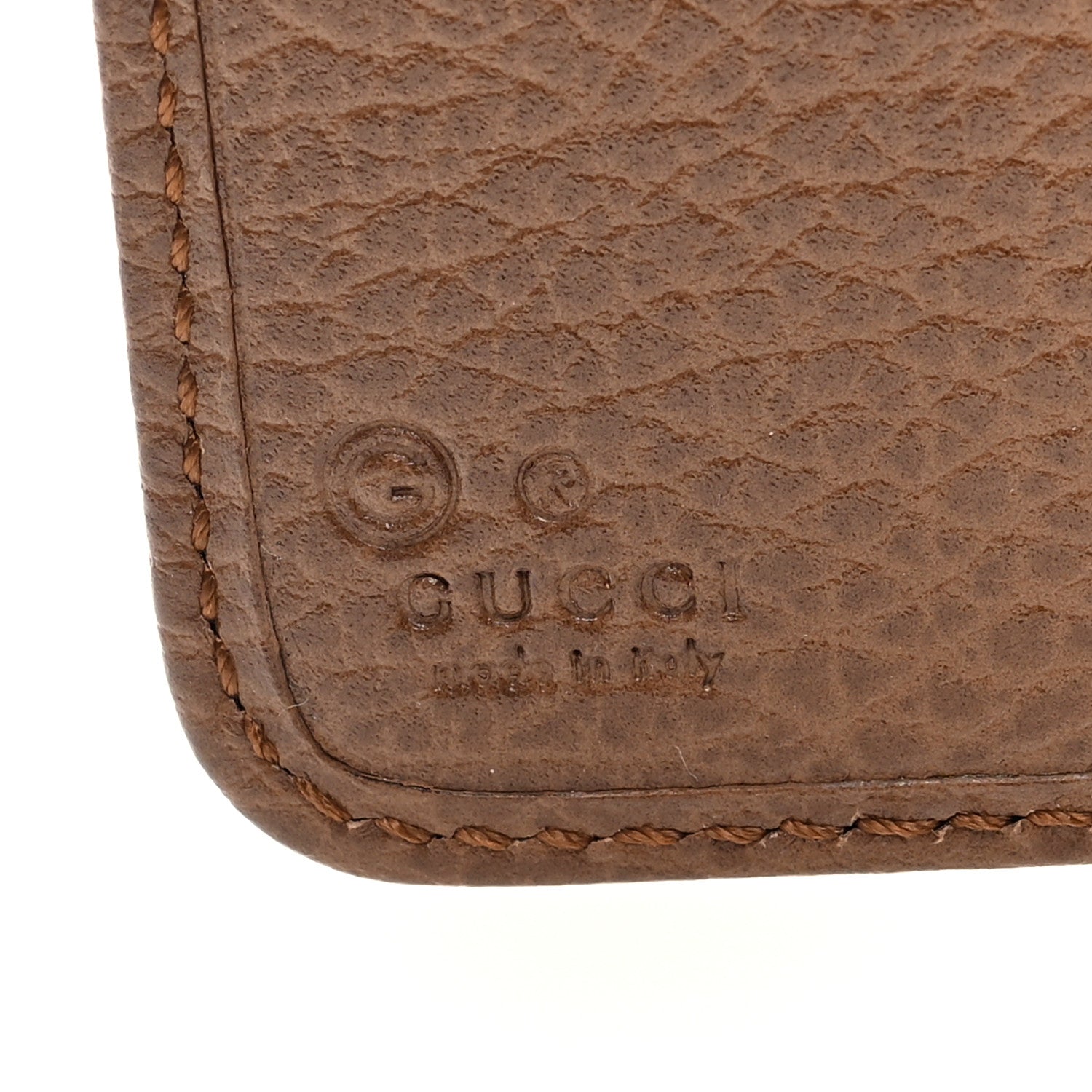 Gucci Monogram Dollar Calfskin Zip Around French Wallet Beige Ebony Tabacco 7 of 7