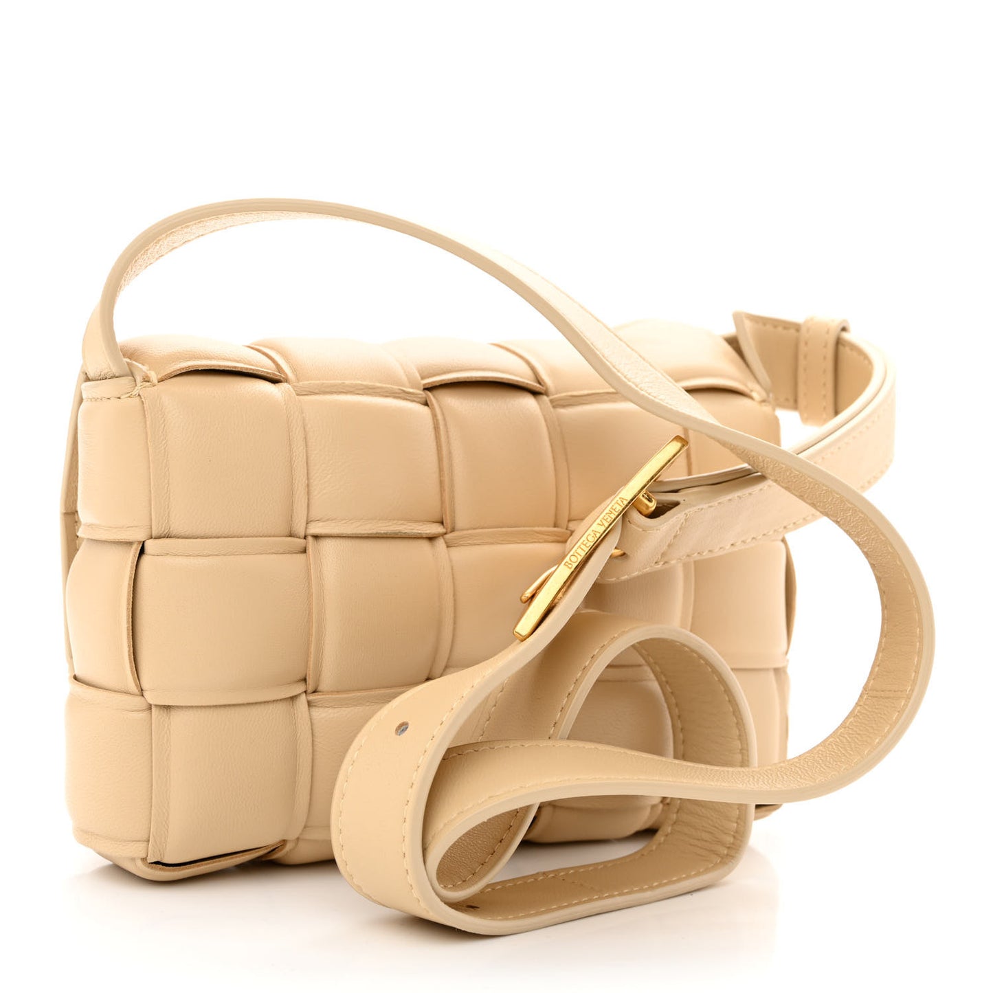 Nappa Maxi Intreccio Small Padded Cassette Crossbody Bag Porridge