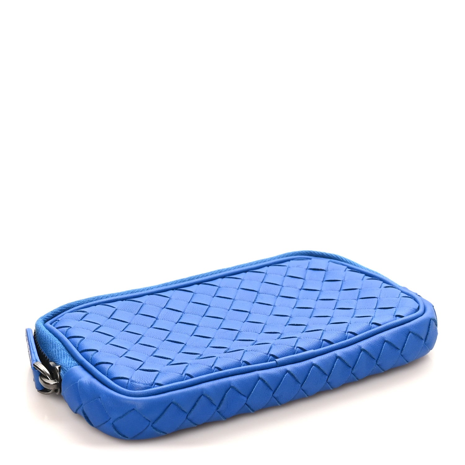Bottega Veneta Nappa Intrecciato Small Zip Around Pouch  Blue 4 of 7