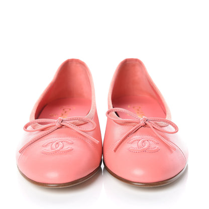 Chanel Goatskin Cap Toe CC Ballerina Flats 38 Pink 2 of 12